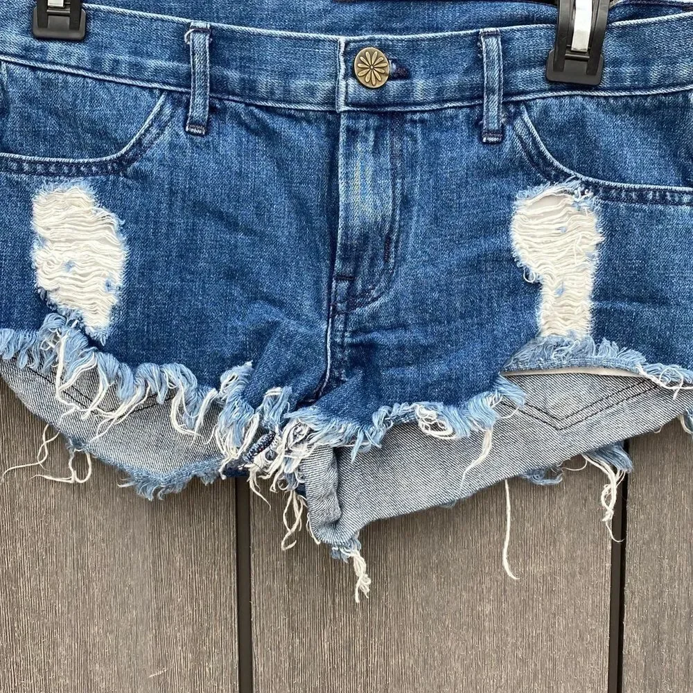 Destroyed Denim Cutoff Shorts‎